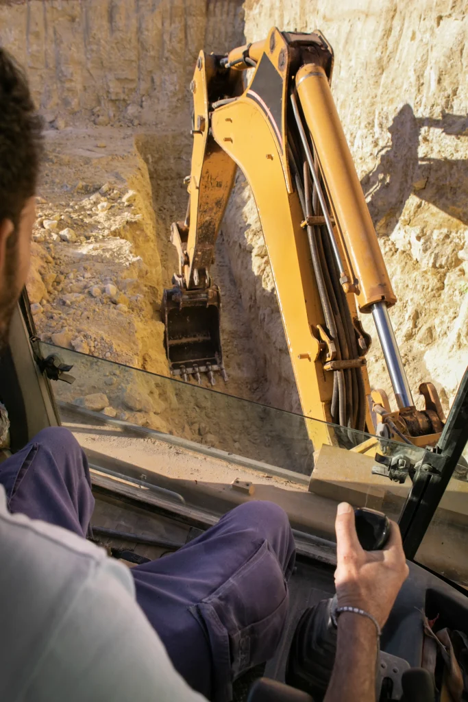 using excavator digging